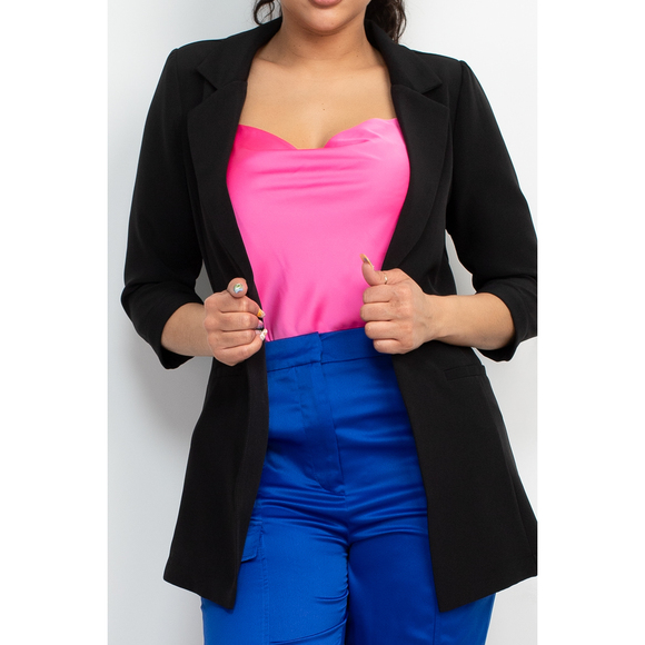 Open Front Notch Solid Jacket - Picture 4 of 8